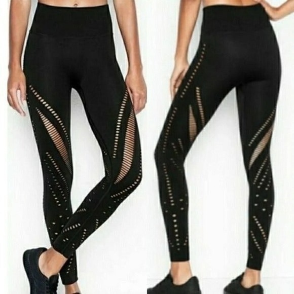 Victoria’s Secret Victoria Sport Black Seamless Laser Cutout Leggings Size XL - Picture 1 of 13
